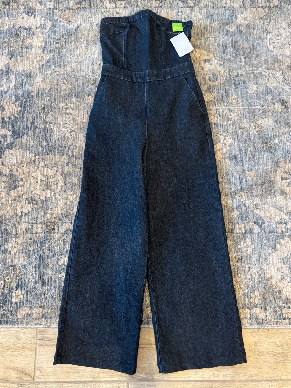 Love, Fire | Strapless Wide-Leg Dark Denim Jumpsuit NWT | size medium